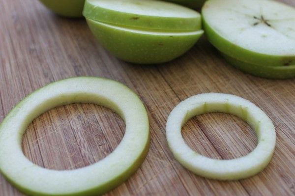 recetas para niños, aros de manzana