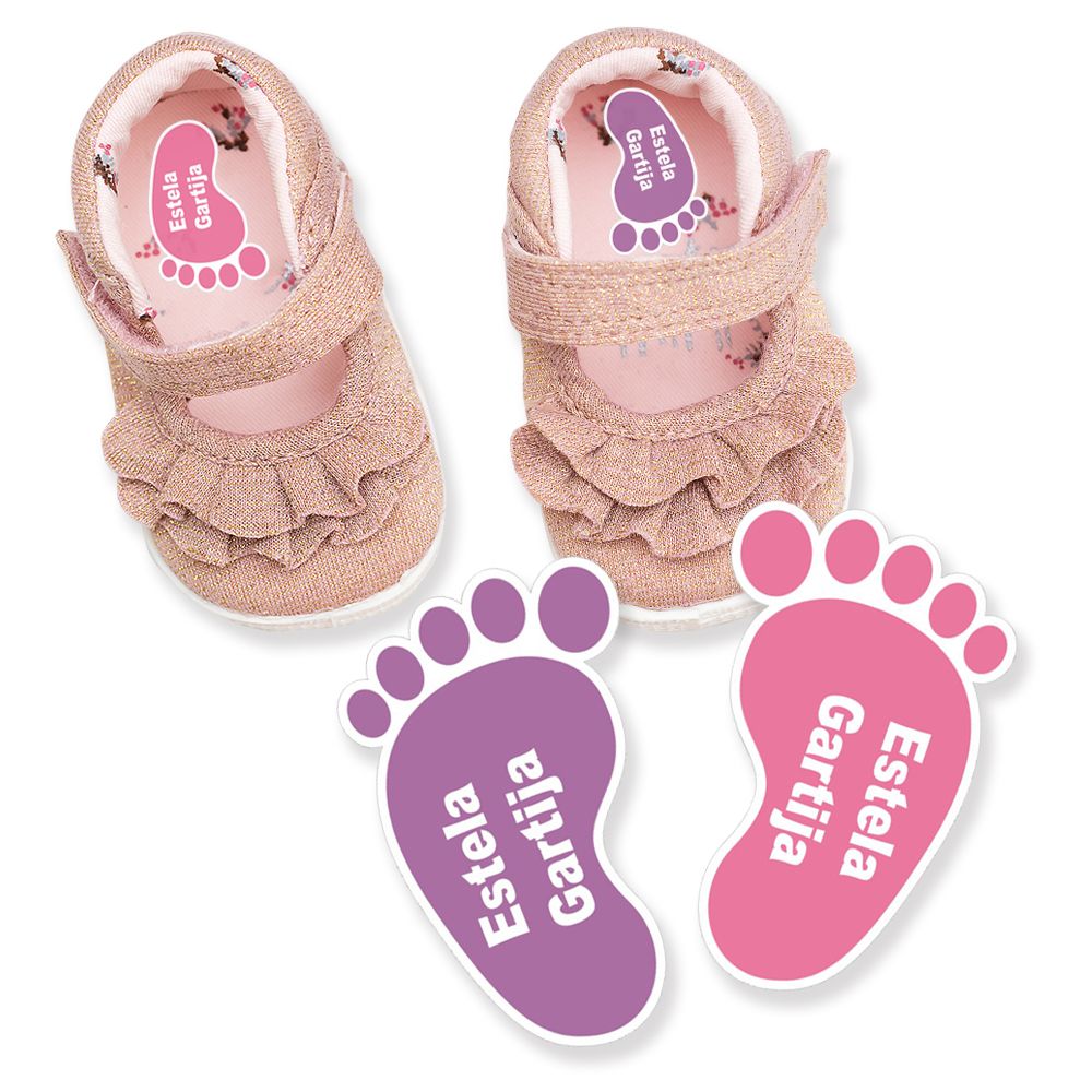 Etiquetas para zapatos con forma de pie