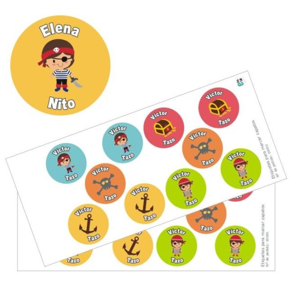 Etiquetas para zapatos motivos Piratas