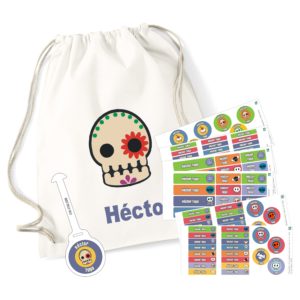Combinado etiquetas + mochila Calaveras-0
