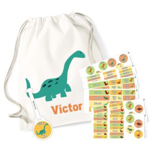 Combinado etiquetas + mochila Dinosaurios-0