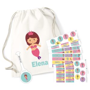 Combinado etiquetas + mochila Sirenas-0