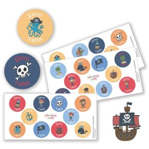 ETIQUETAS PARA CUMPLEAÑOS FIESTA DE PIRATAS-0