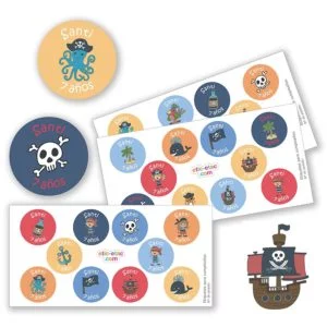 ETIQUETAS PARA CUMPLEAÑOS FIESTA DE PIRATAS-0